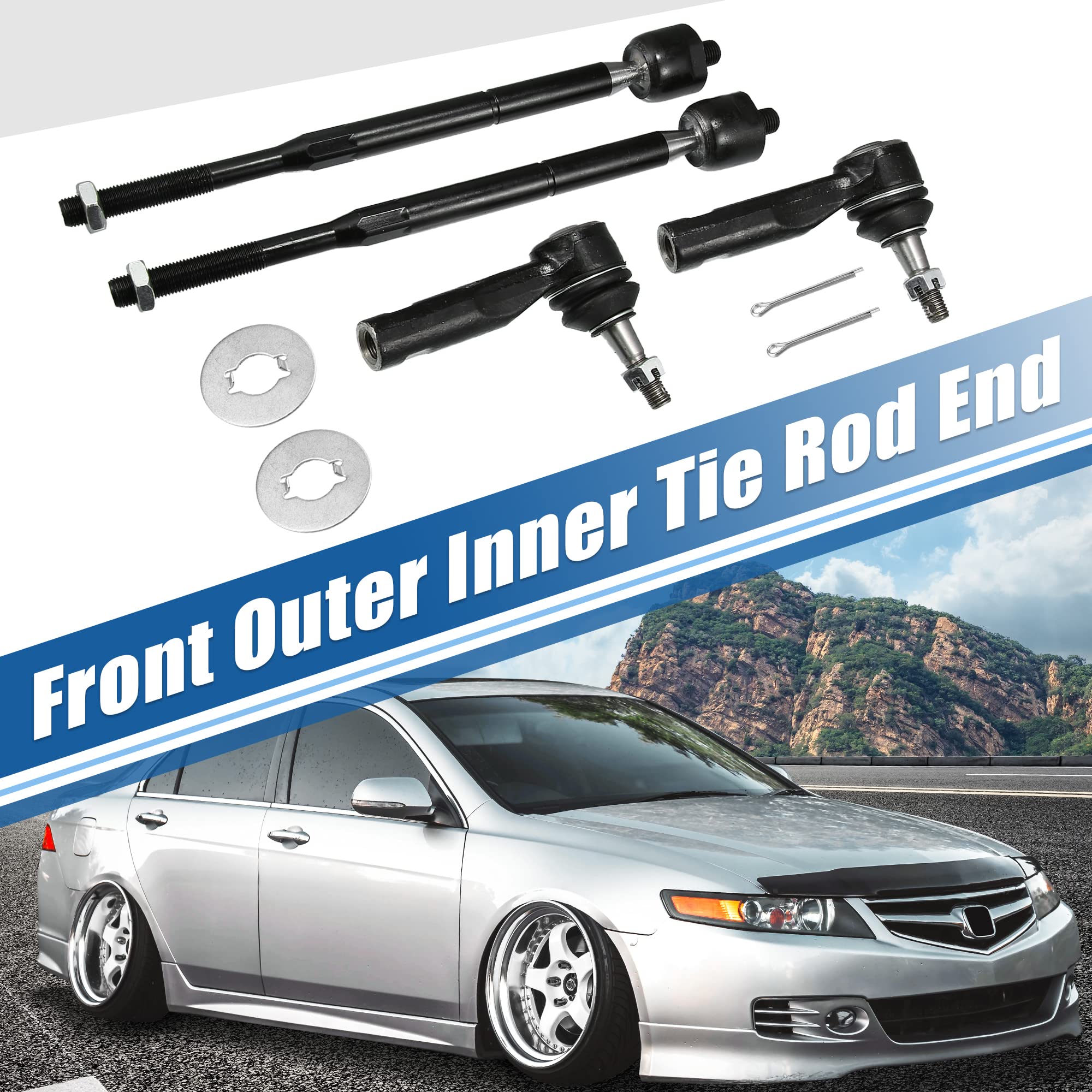 X AUTOHAUX 4pcs Front Inner Outer Tie Rod End Links